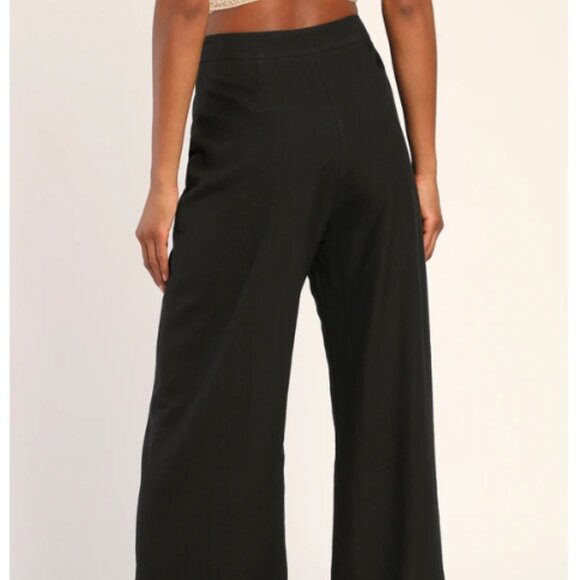 LULUS Women's Jet Stream Black High-Waisted Wide-Leg Pants - Medium - Picture 4 of 8